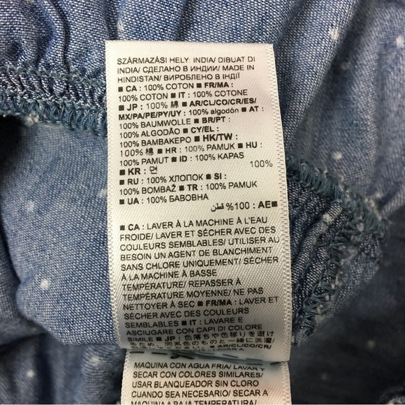 GAP Baby Polka Dot Chambray Dress Ruffle Long Sleeve Button Front Denim Size 2T - Picture 7 of 10